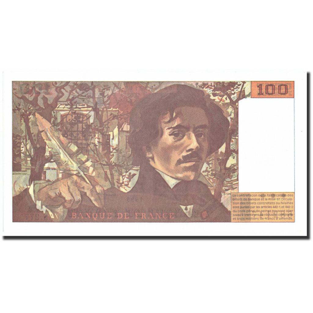 Francja, 100 Francs, Delacroix, 1995, 1995, UNC(64), Fayette:69ter.2b, KM:154h