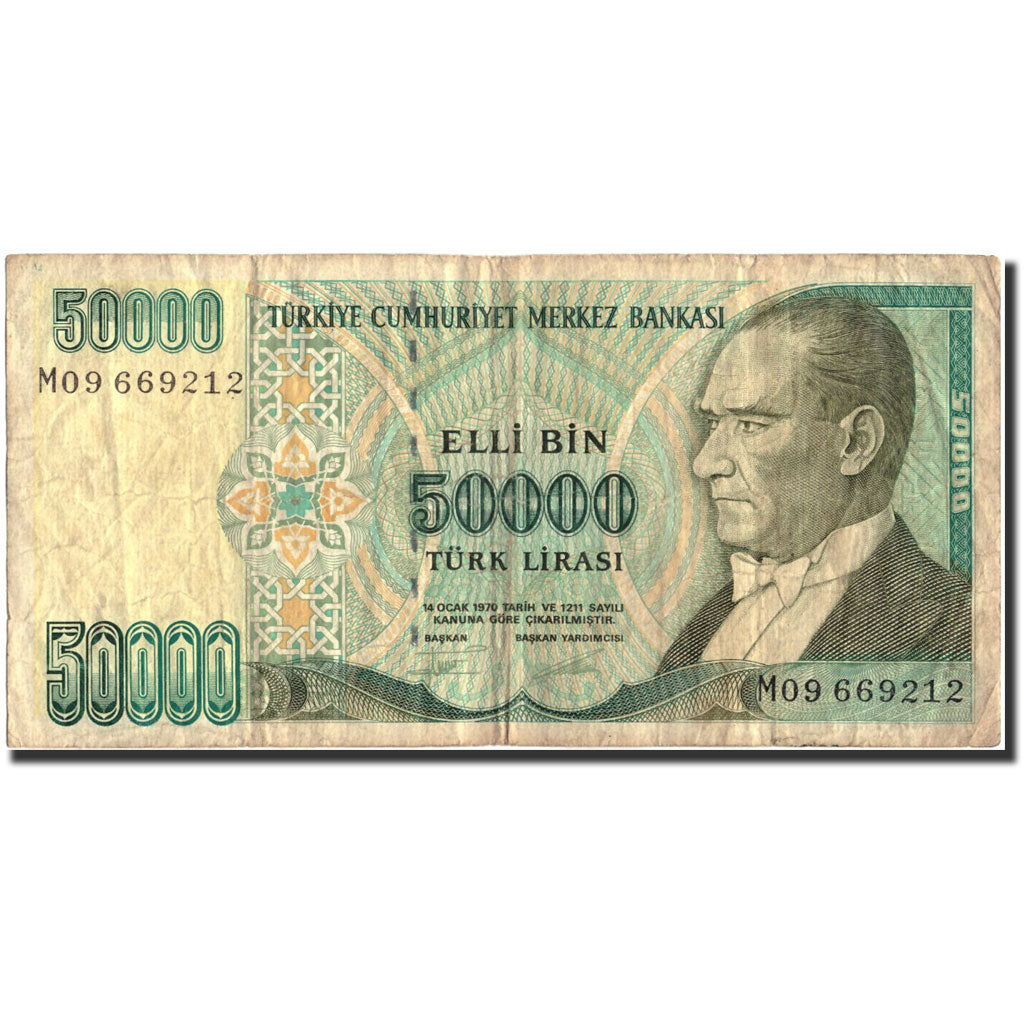 Biljet, Turkije, 50,000 Lira, 1995, 1995, KM:204, TB