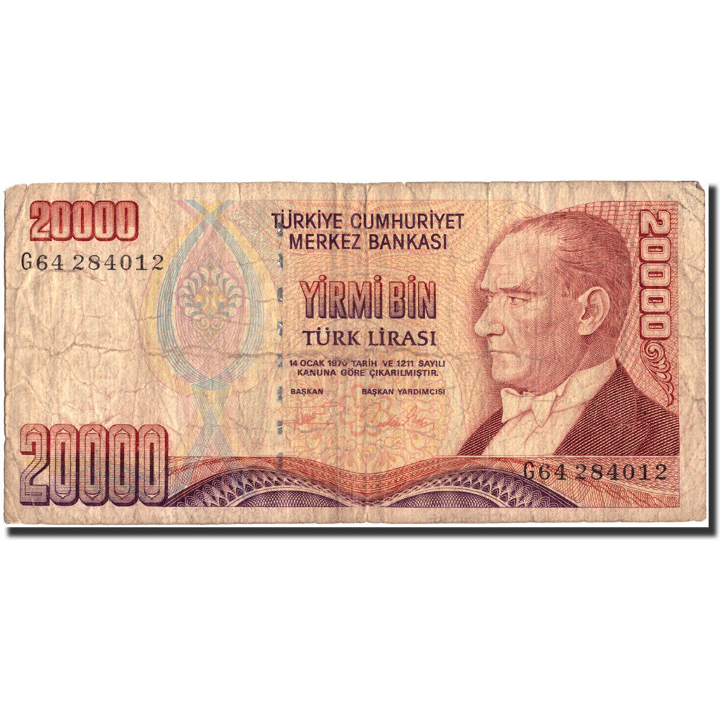 Biljet, Turkije, 20,000 Lira, 1995, 1995, KM:202, B