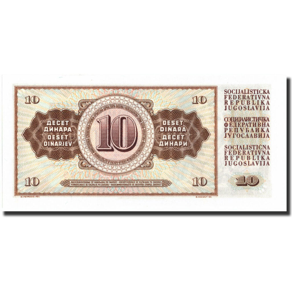 Banconote, Iugoslavia, 10 Dinara, 1968, KM:82a, 1968-05-01, FDS
