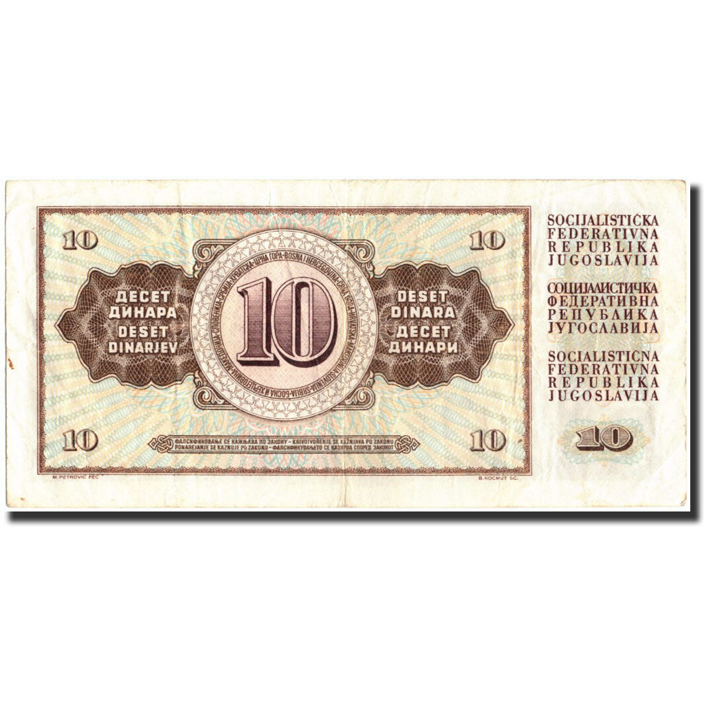 Banconote, Iugoslavia, 10 Dinara, 1968, KM:82a, 1968-05-01, BB