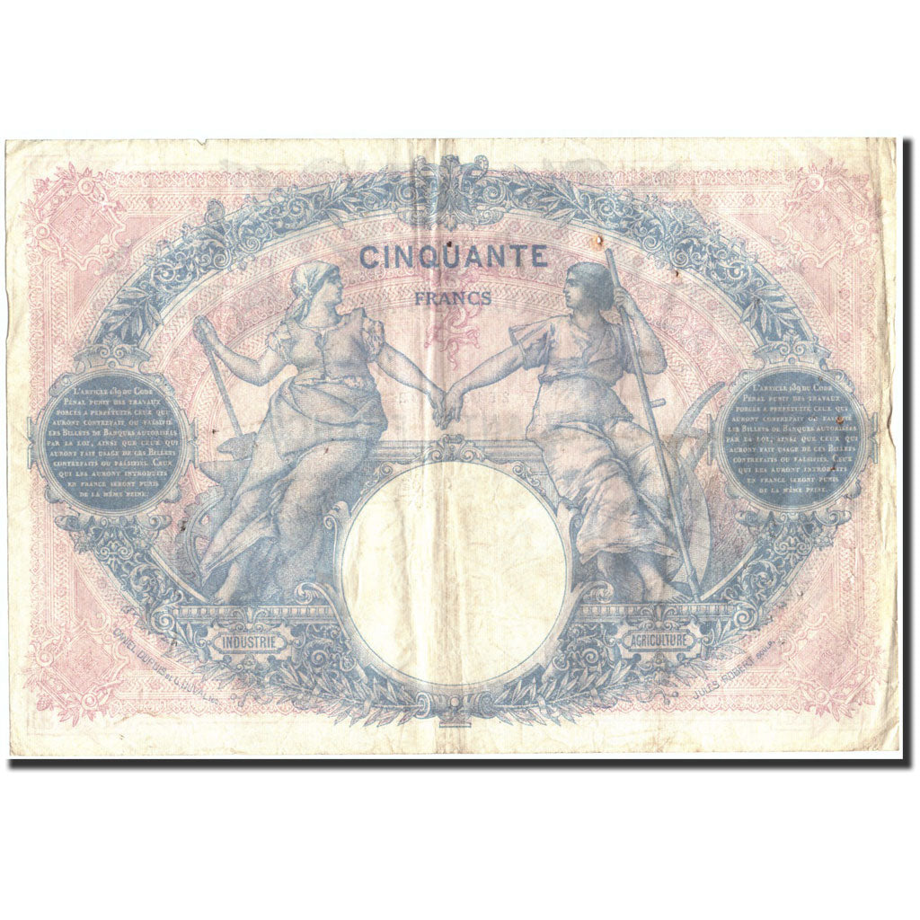Francja, 50 Francs, Bleu et Rose, 1923, 1923-11-10, VF(30-35), Fayette:14.36
