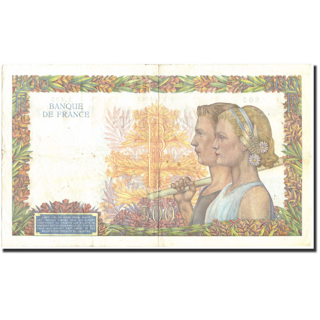 Francia, 500 Francs, 500 F 1940-1944 ''La Paix'', 1940, 1940-06-20, BC+