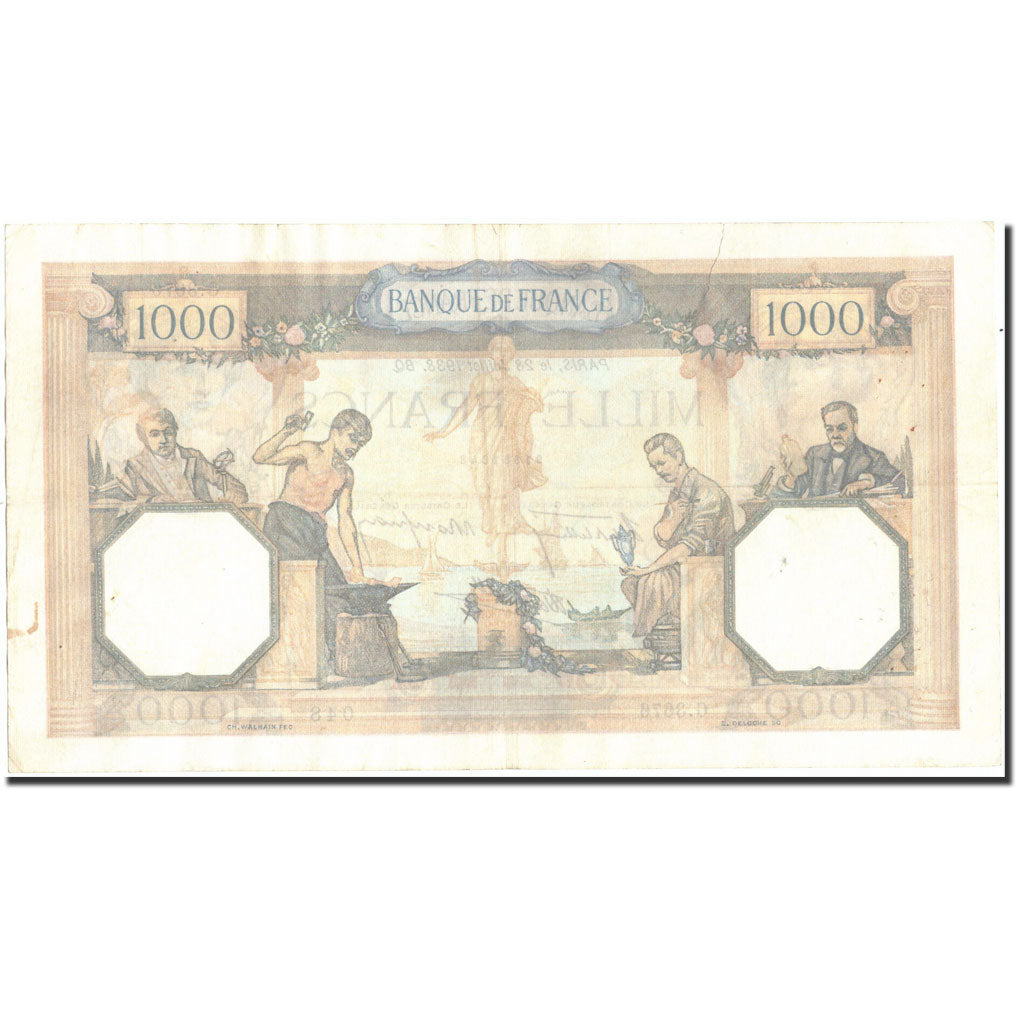 Francia, 1000 Francs, 1 000 F 1927-1940 ''Cérès et Mercure'', 1938