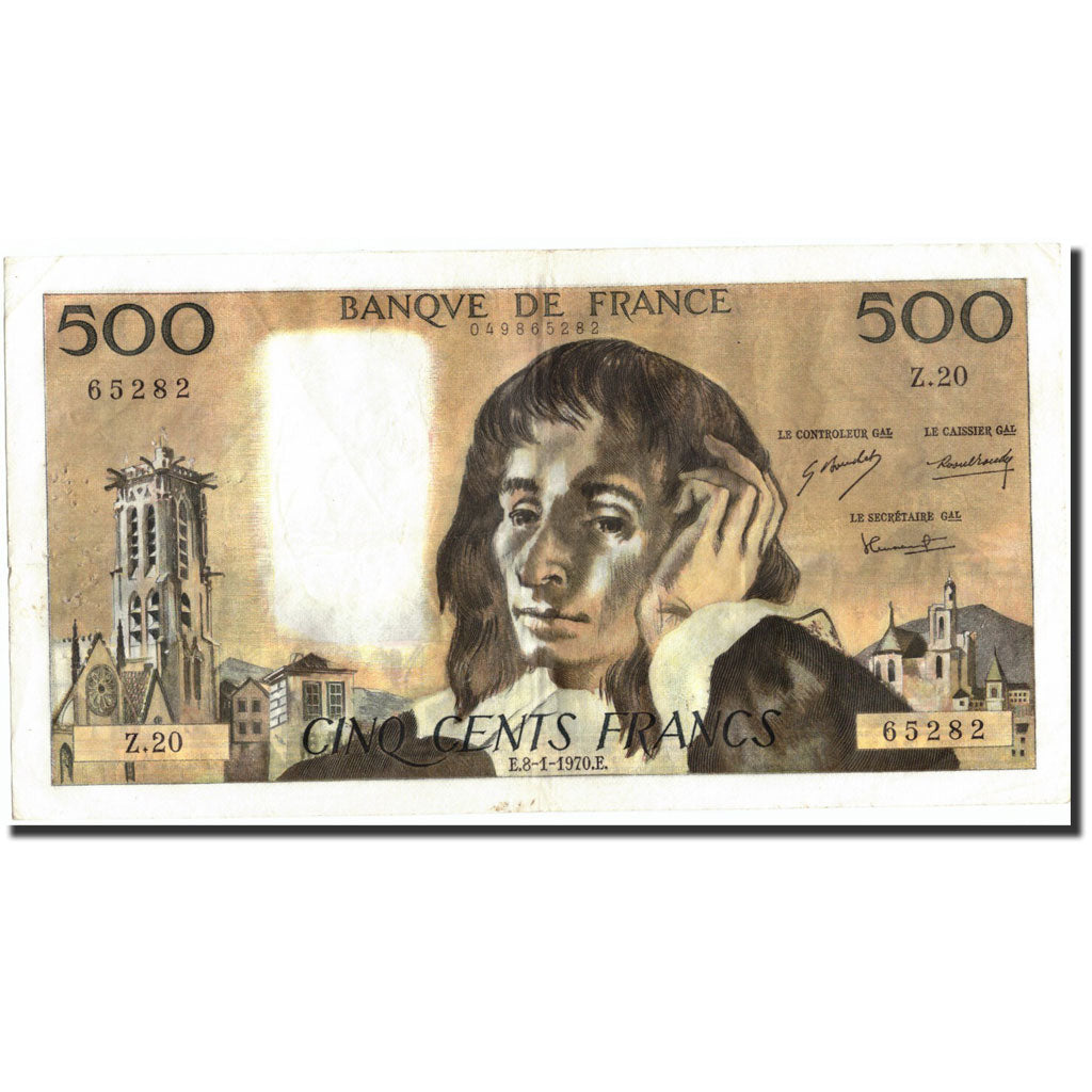 France, 500 Francs, 500 F 1968-1993 ''Pascal'', 1970, 1970-01-08, EF(40-45)