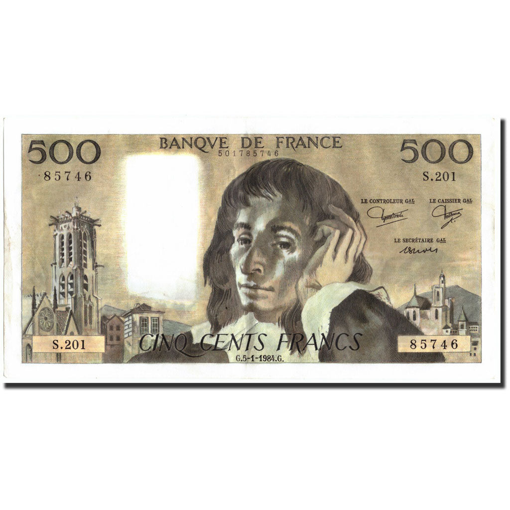 France, 500 Francs, 500 F 1968-1993 ''Pascal'', 1984, 1984-01-05, AU(50-53)