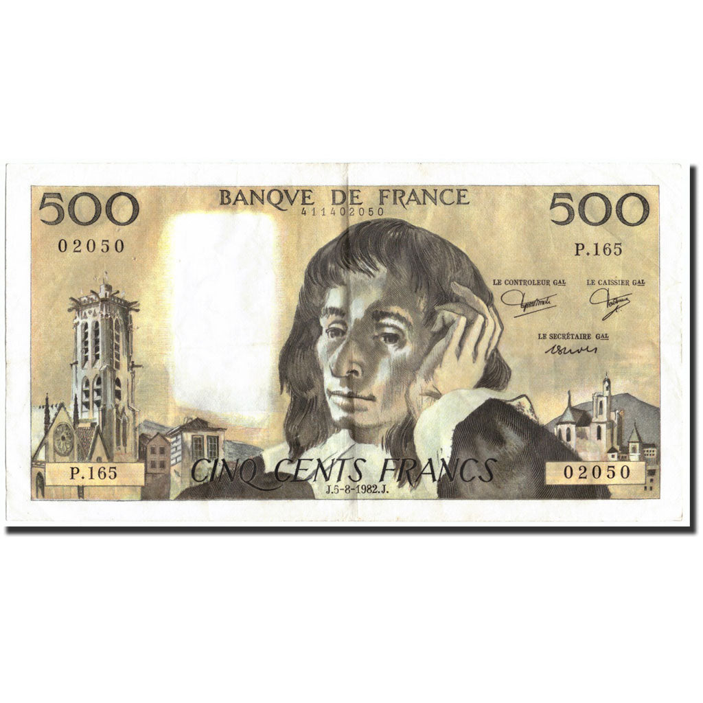 France, 500 Francs, 500 F 1968-1993 ''Pascal'', 1982, 1982-08-05, AU(50-53)