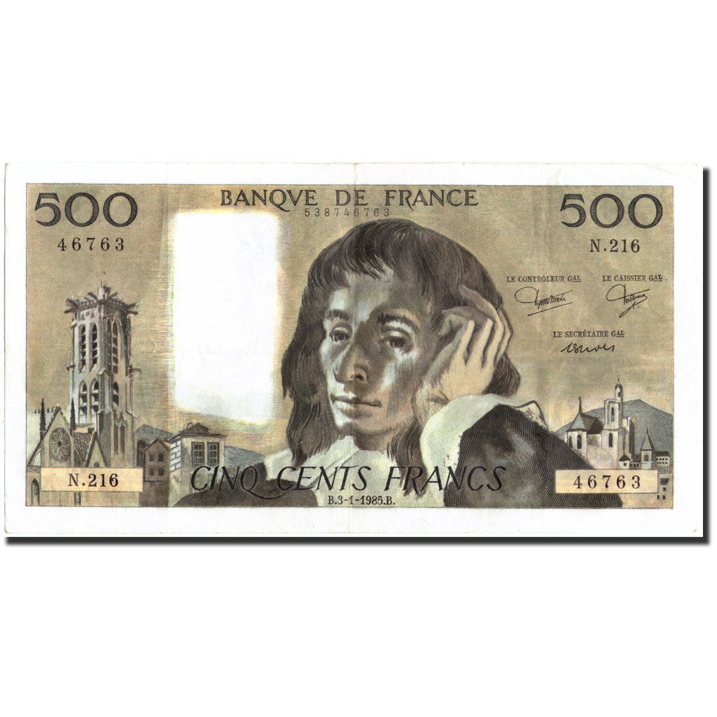 France, 500 Francs, 500 F 1968-1993 ''Pascal'', 1985, 1985-01-03, TTB+