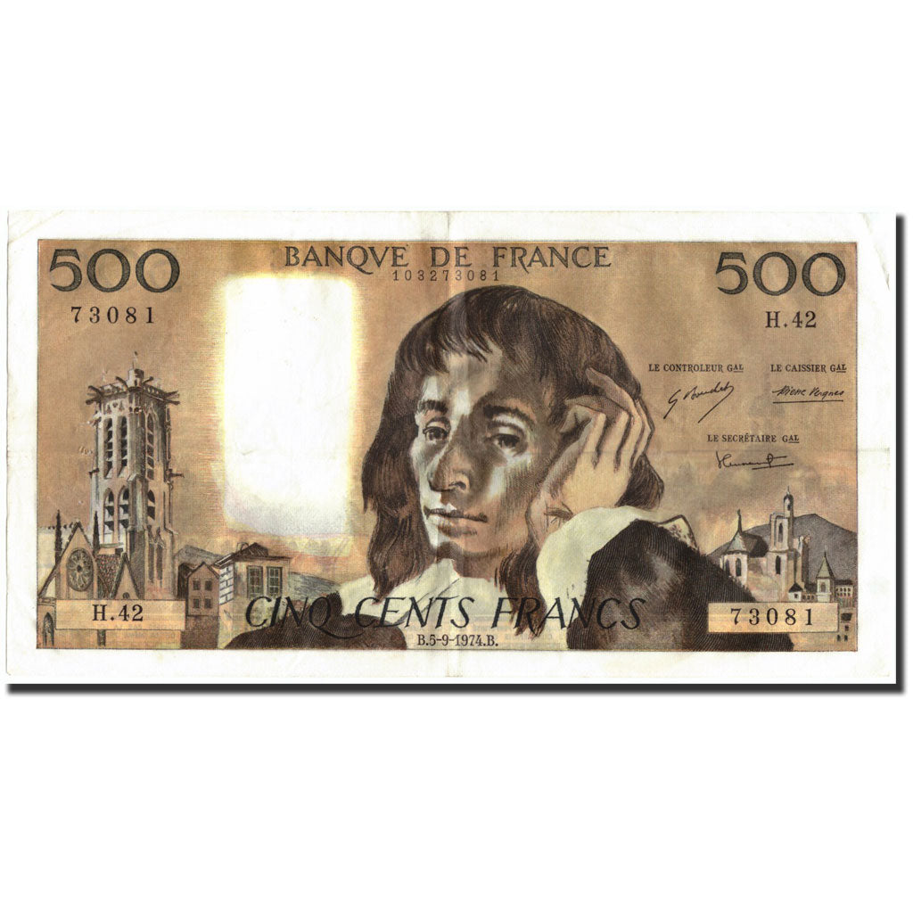 France, 500 Francs, 500 F 1968-1993 ''Pascal'', 1974, 1974-09-05, EF(40-45)