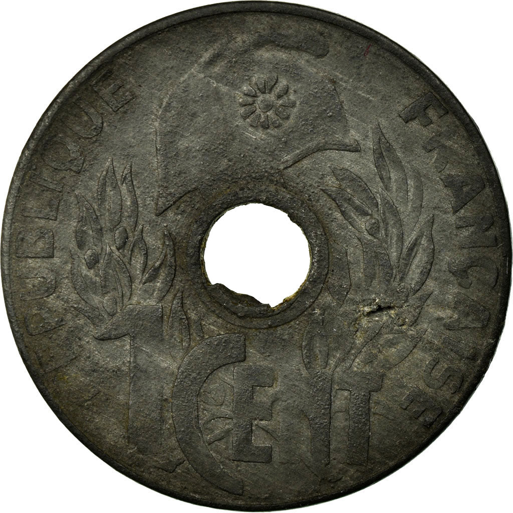 Coin, French Indochina, Cent, 1941, AU(50-53), Zinc, Lecompte:109