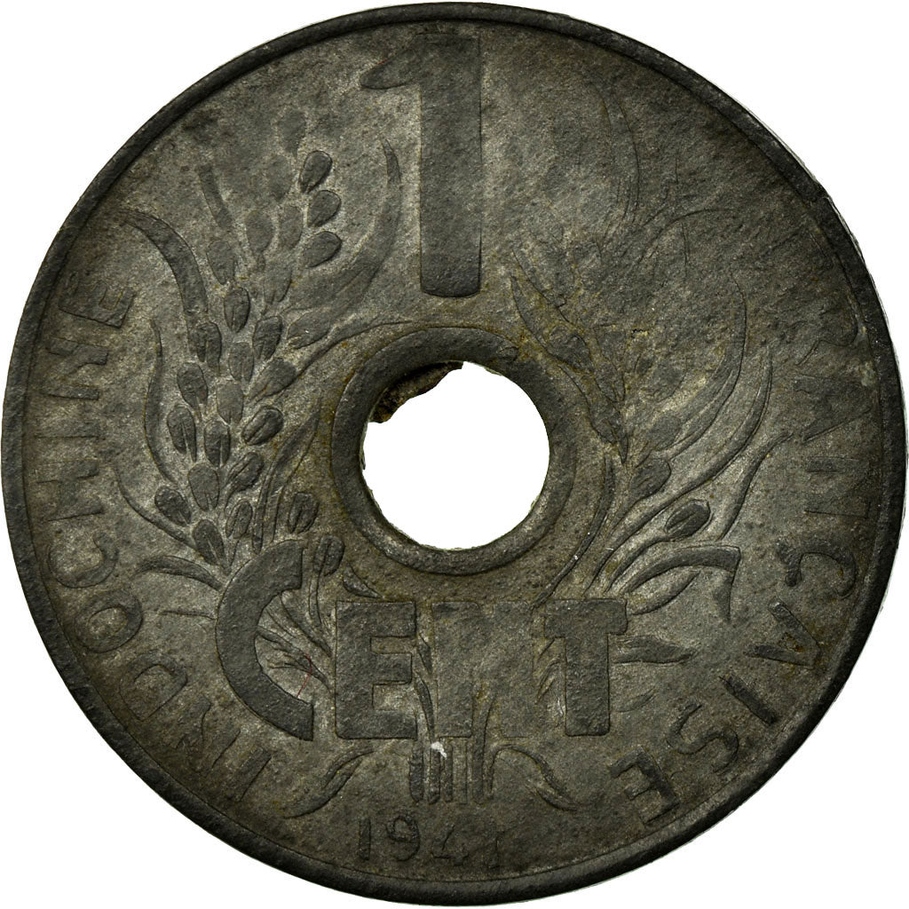 Coin, French Indochina, Cent, 1941, AU(50-53), Zinc, Lecompte:109