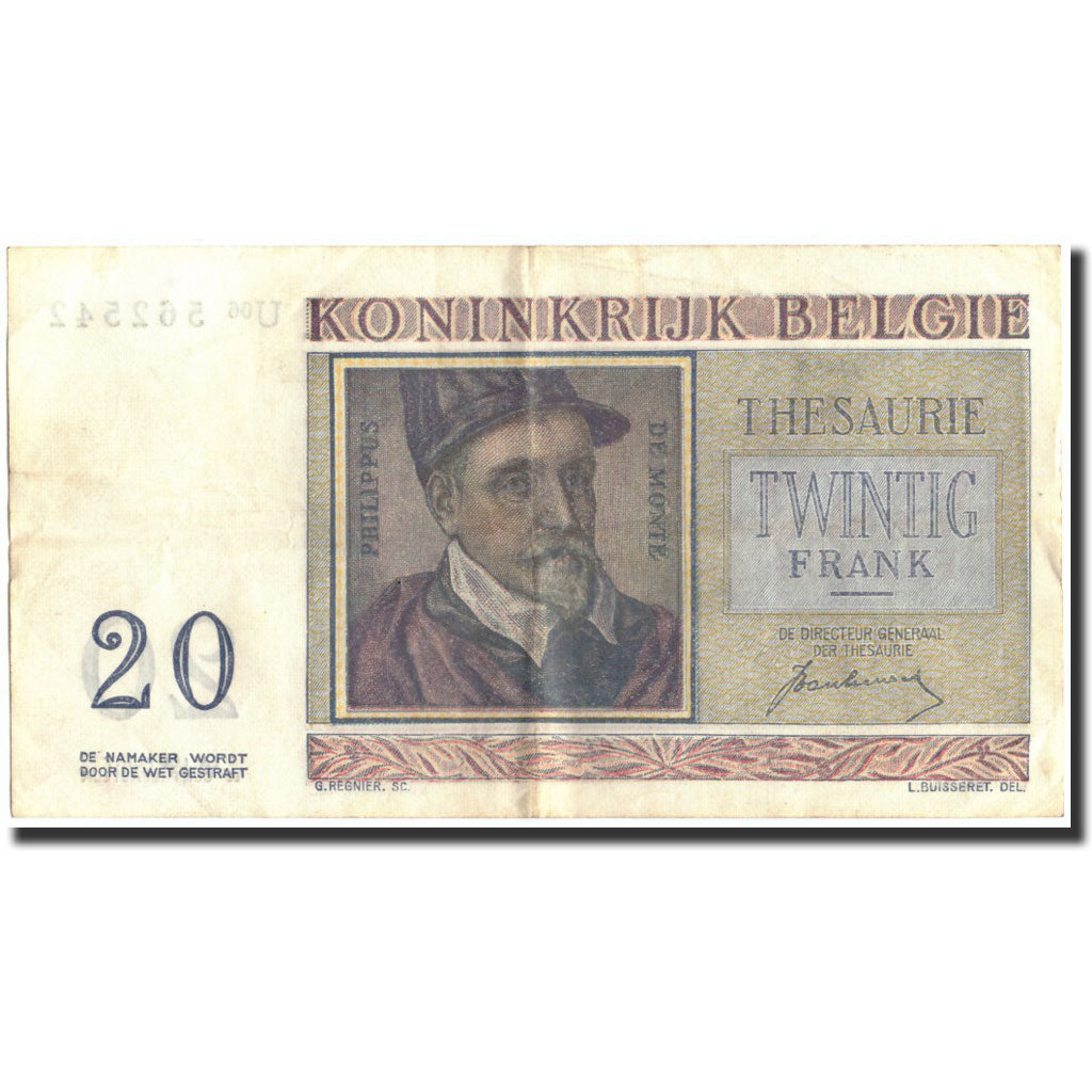 Billet, Belgique, 20 Francs, 1950, 1950-07-01, KM:132a, TTB+