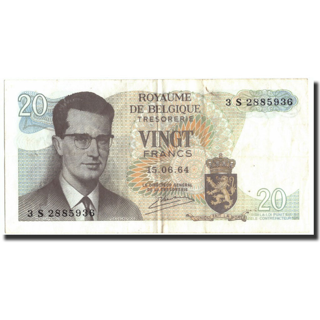 Banknote, Belgium, 20 Francs, 1964, 1964-06-15, KM:138, VF(30-35)