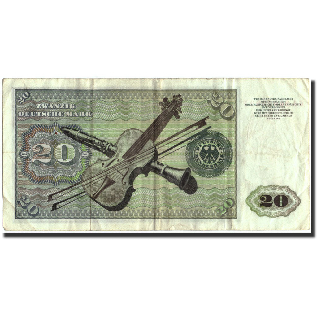 Banknot, Niemcy - RFN, 20 Deutsche Mark, 1970, 1970-01-02, KM:32c, EF(40-45)
