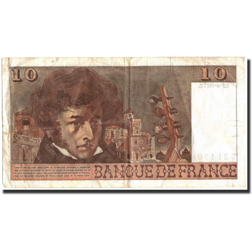 Francja, 10 Francs, Berlioz, 1977, 1977, VF(30-35), Fayette:63.22, KM:150c
