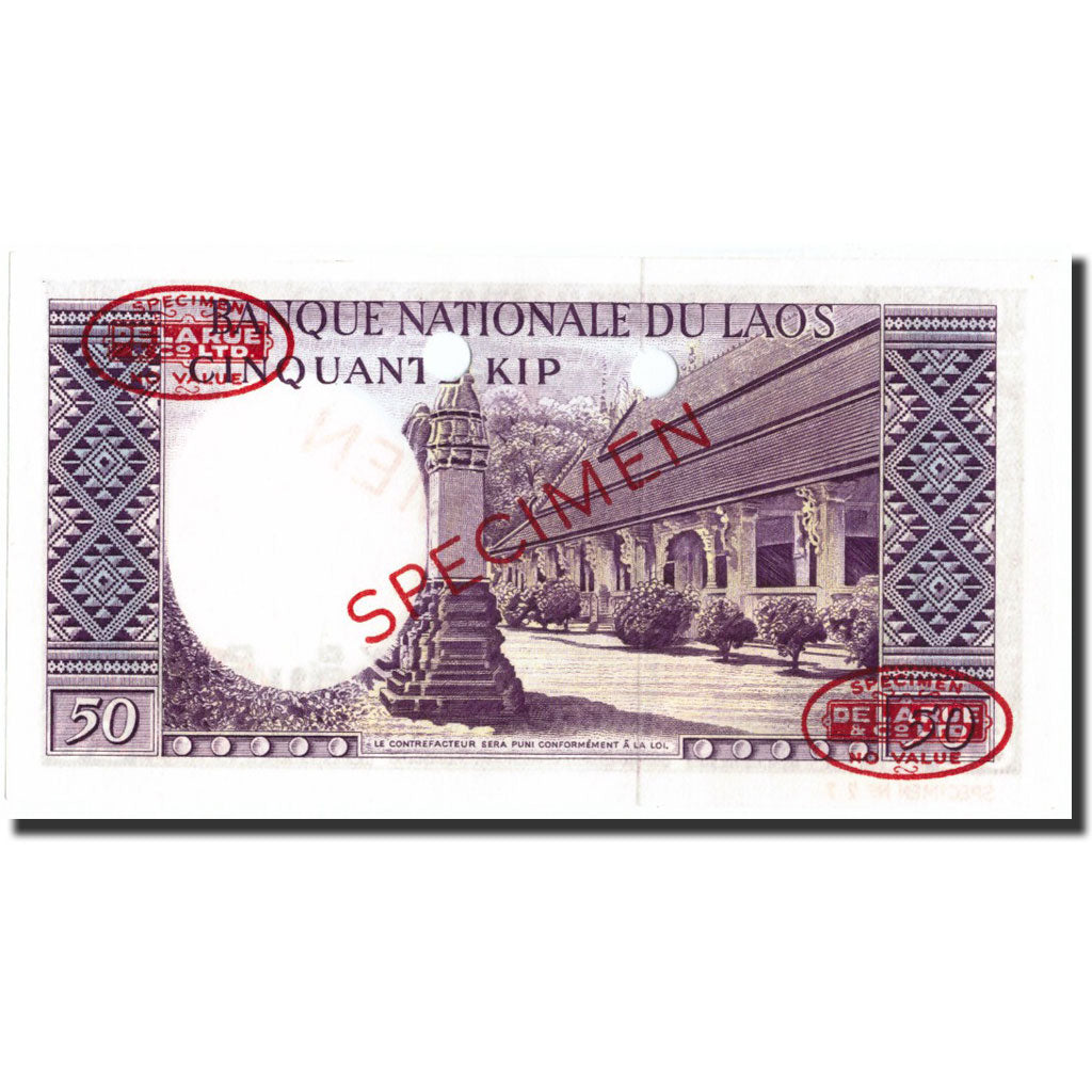 Banconote, Laos, 50 Kip, 1963, Specimen, KM:12s2, FDS