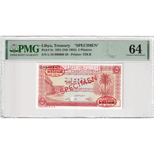 Libia, 5 Piastres, 1951, Specimen, UNC 64, PMG