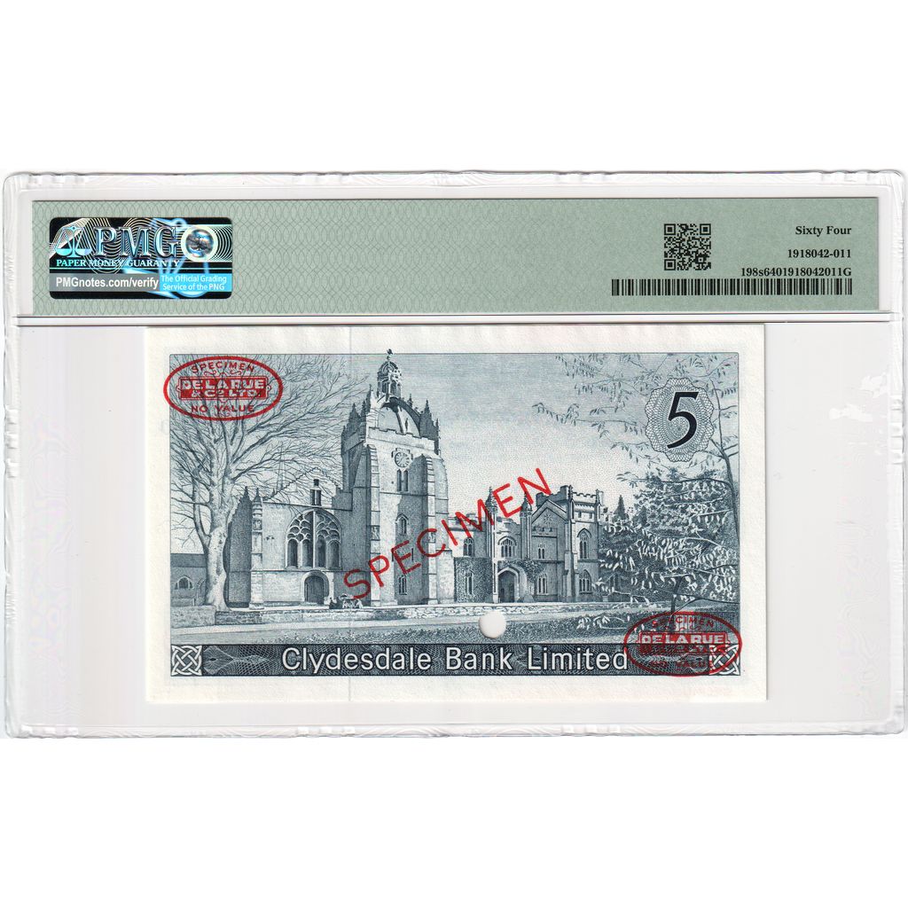 Billete, 5 Pounds, 1963, Escocia, 1963-09-02, Specimen, KM:196, UNC