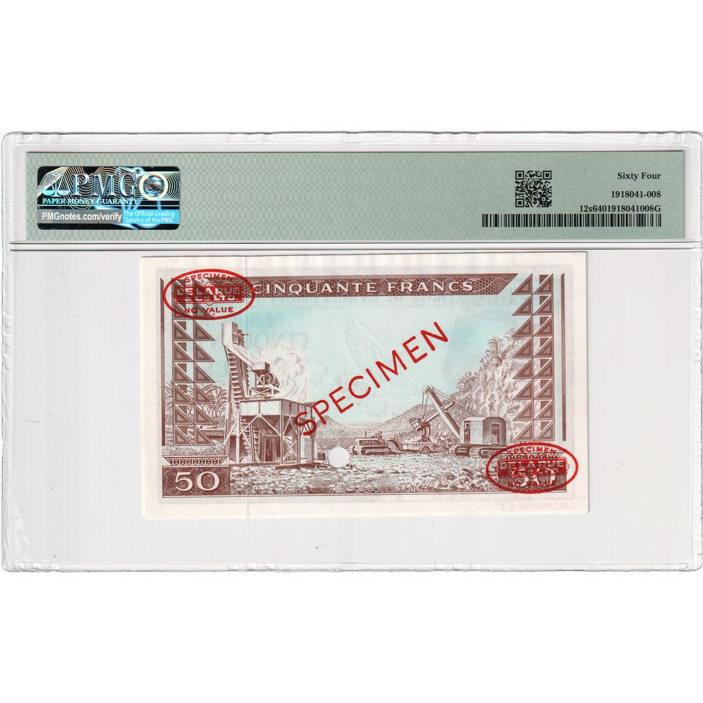 Banknote, Guinea, 50 Francs, 1960, 1960-03-01, Specimen TDLR, KM:12s, UNC(65-70)