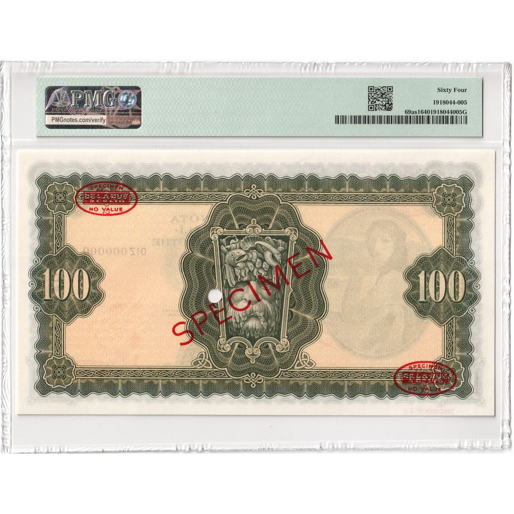 Billet, Ireland - Republic, 100 Pounds, 1970-75, Specimen, KM:69a, NEUF