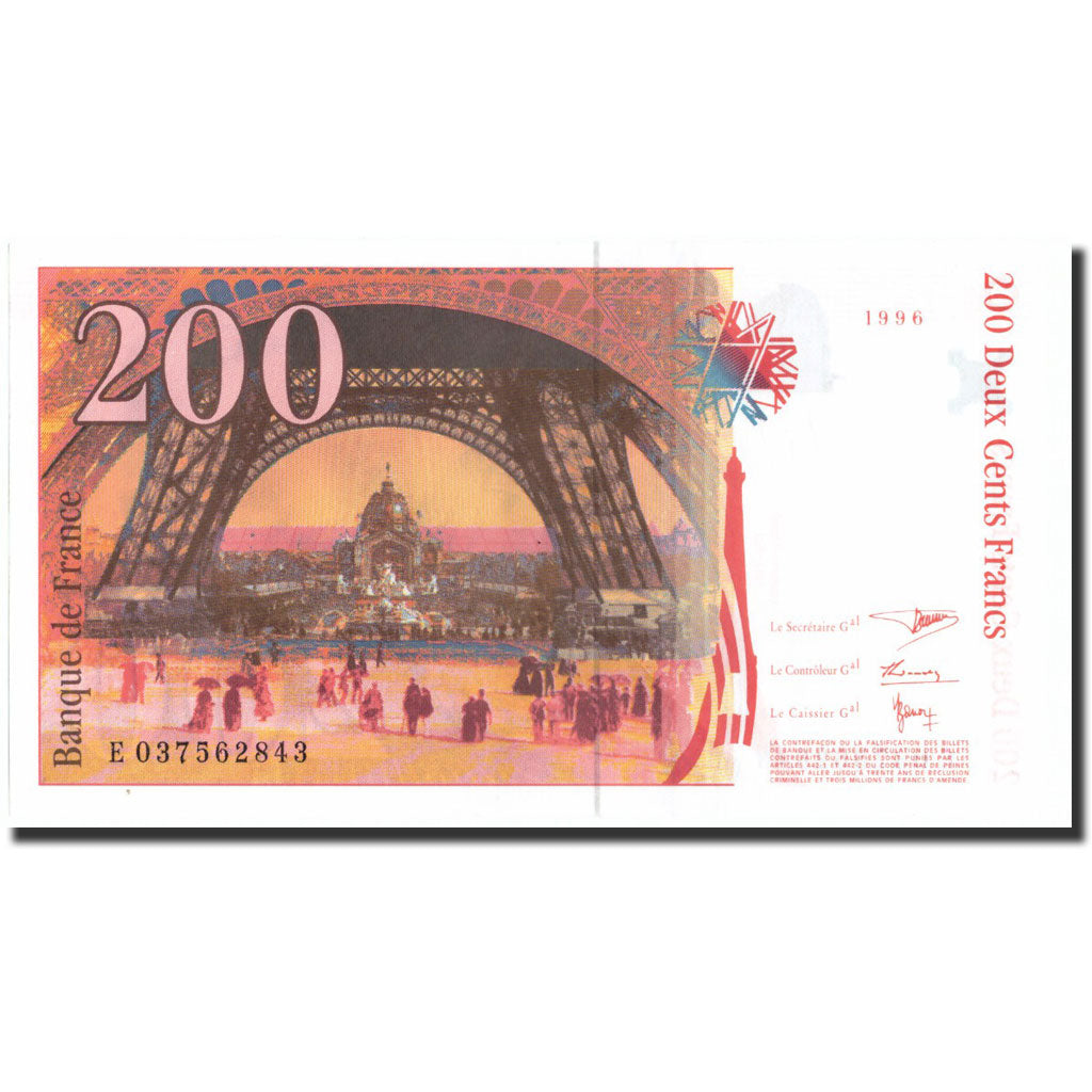 Francja, 200 Francs, Eiffel, 1996, 1996, UNC(64), Fayette:75.3a, KM:159a