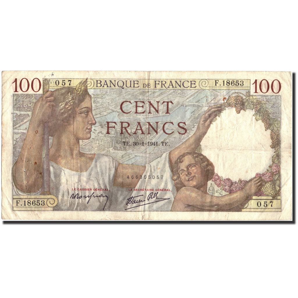 France, 100 Francs, 100 F 1939-1942 ''Sully'', 1941, 1941-01-30, VF(30-35)