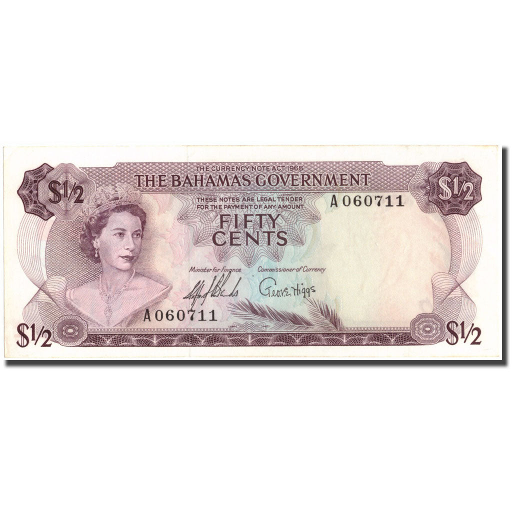 Biljet, Bahama's, 1/2 Dollar, KM:17a, SUP