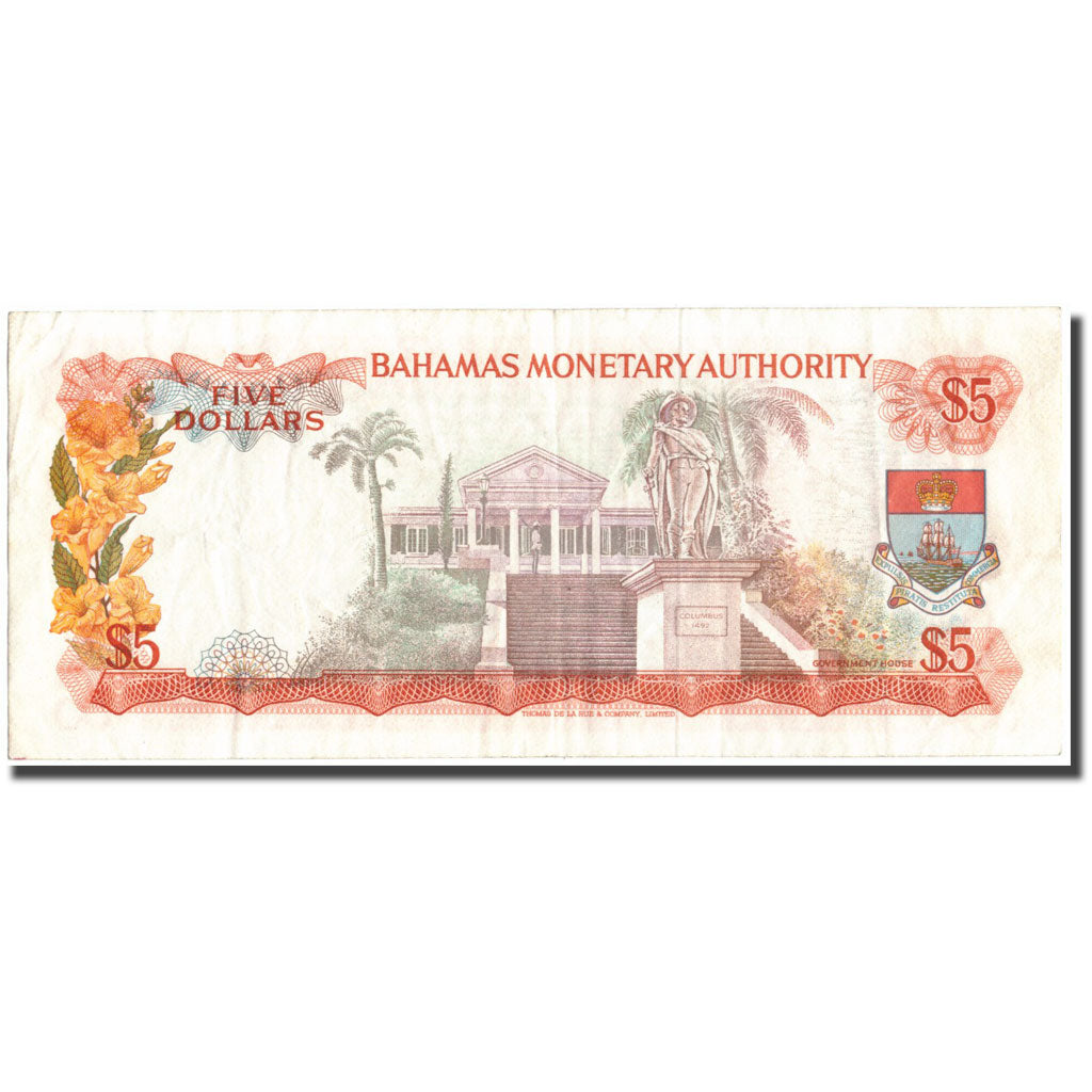 Billet, Bahamas, 5 Dollars, 1968, KM:29a, TTB