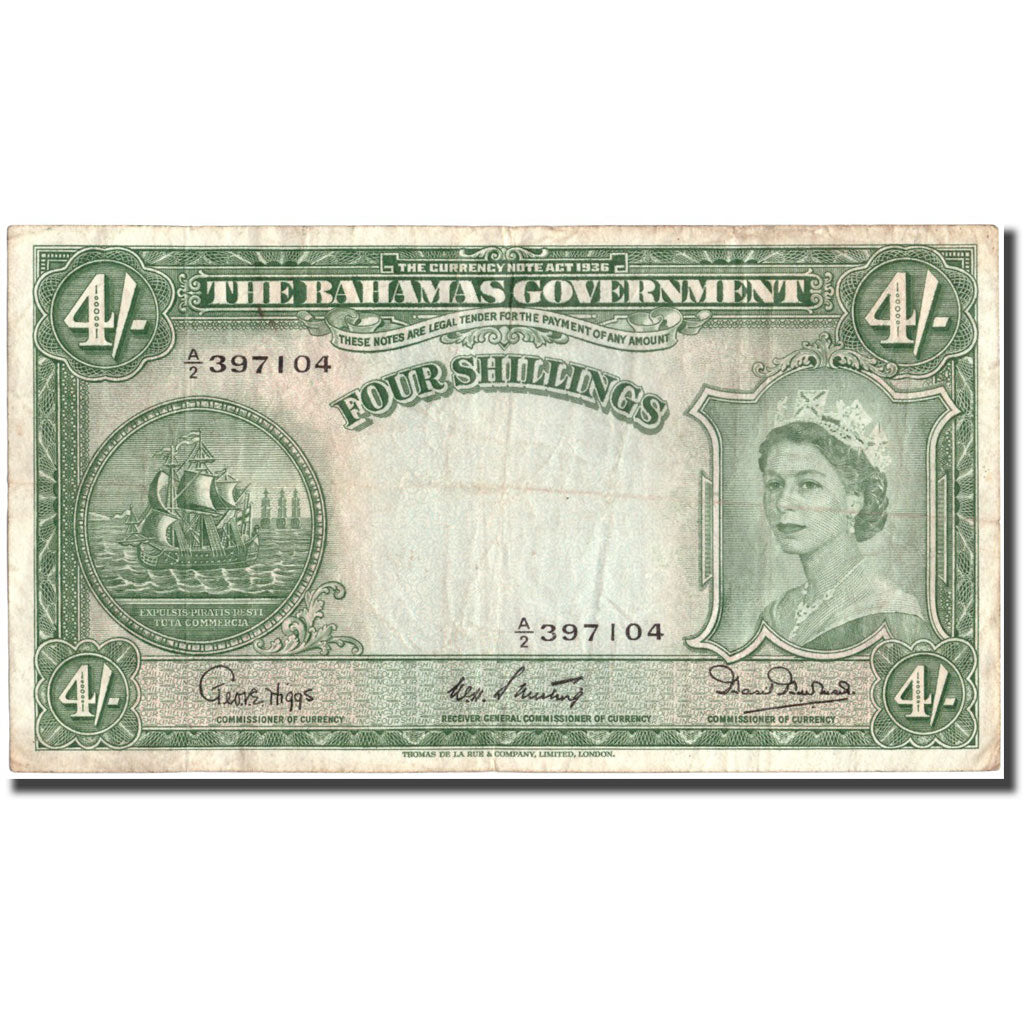 Biljet, Bahama's, 4 Shillings, undated (1923), KM:13b, TTB