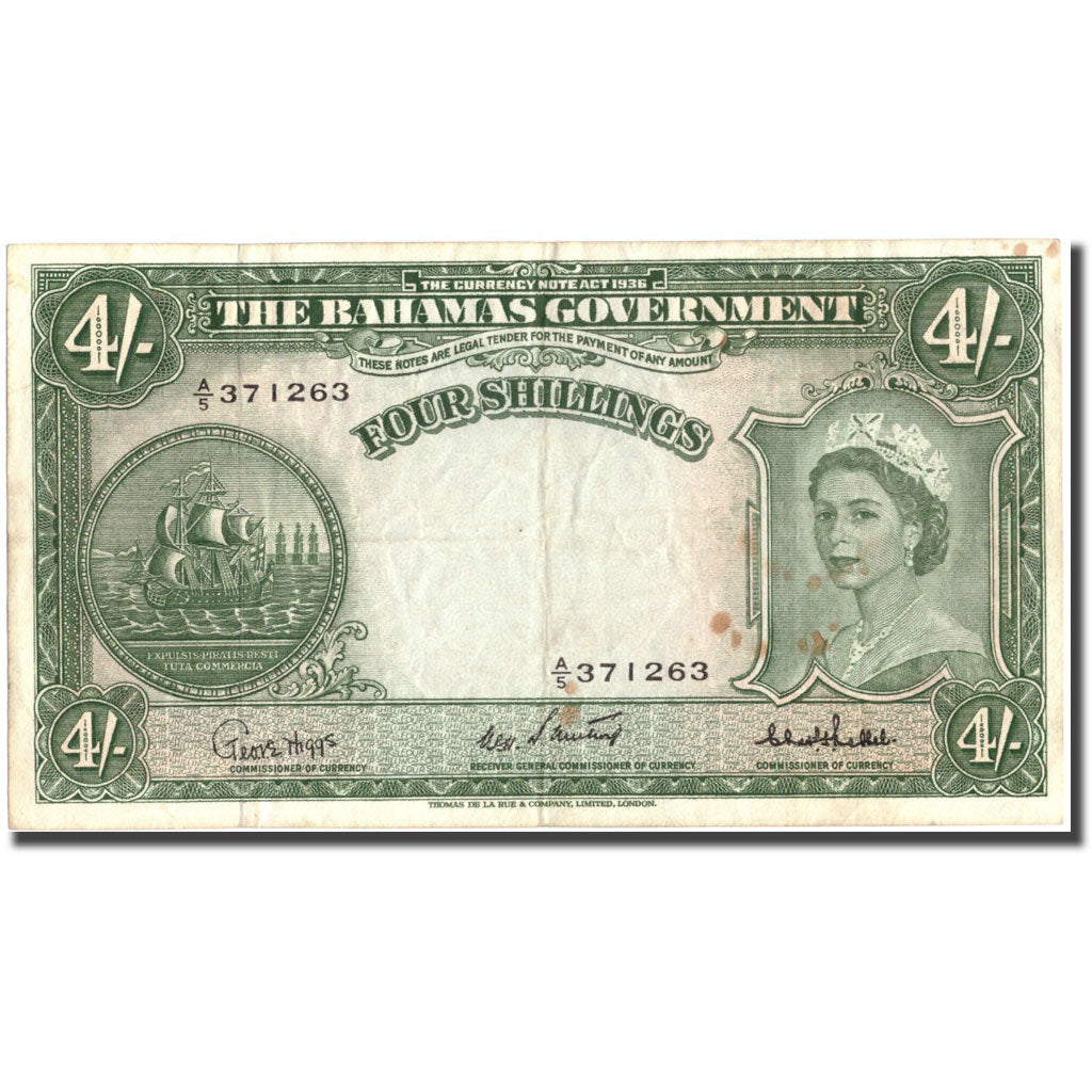 Geldschein, Bahamas, 4 Shillings, Undated (1953), KM:13c, SS