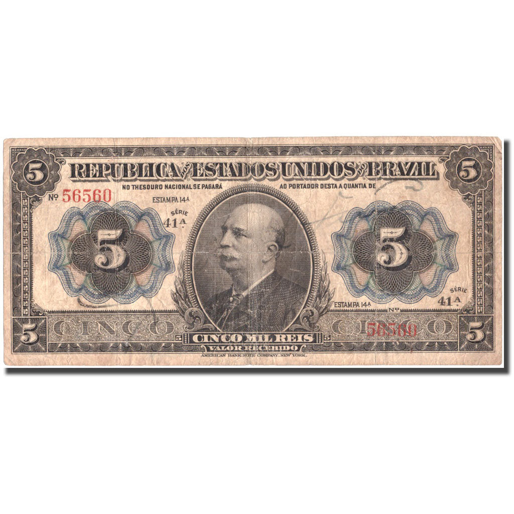 Geldschein, Brasilien, 5 Mil Reis, Undated (1913), KM:24a, S