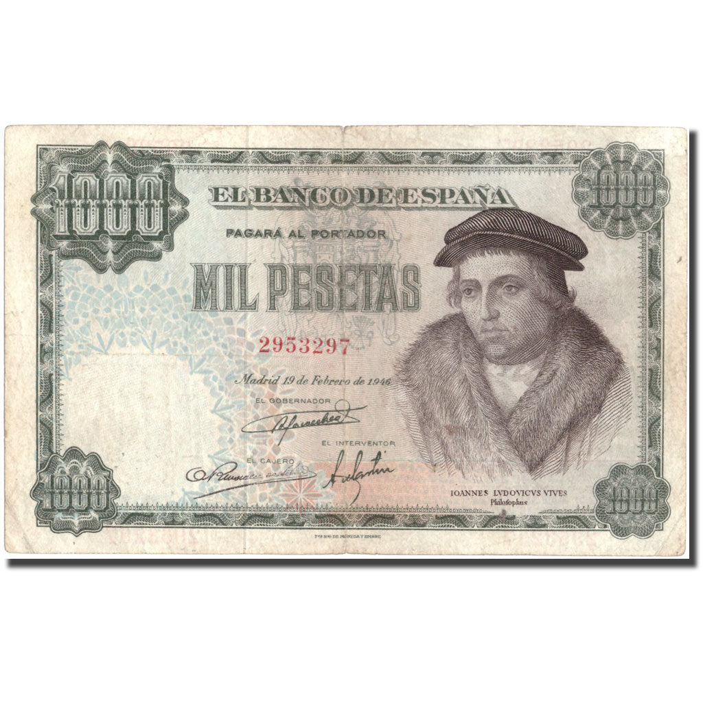 Banknot, Hiszpania, 1000 Pesetas, 1946, 1946-02-19, KM:133a, VF(30-35)
