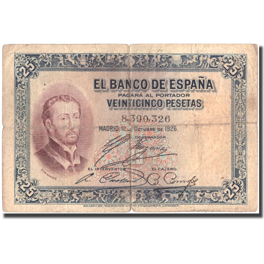 Banconote, Spagna, 25 Pesetas, 1926, 1926-10-12, KM:71a, MB