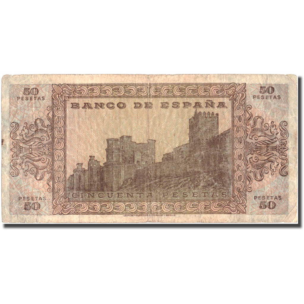 Banknote, Spain, 50 Pesetas, 1938, 1938-05-20, KM:112a, VF(30-35)