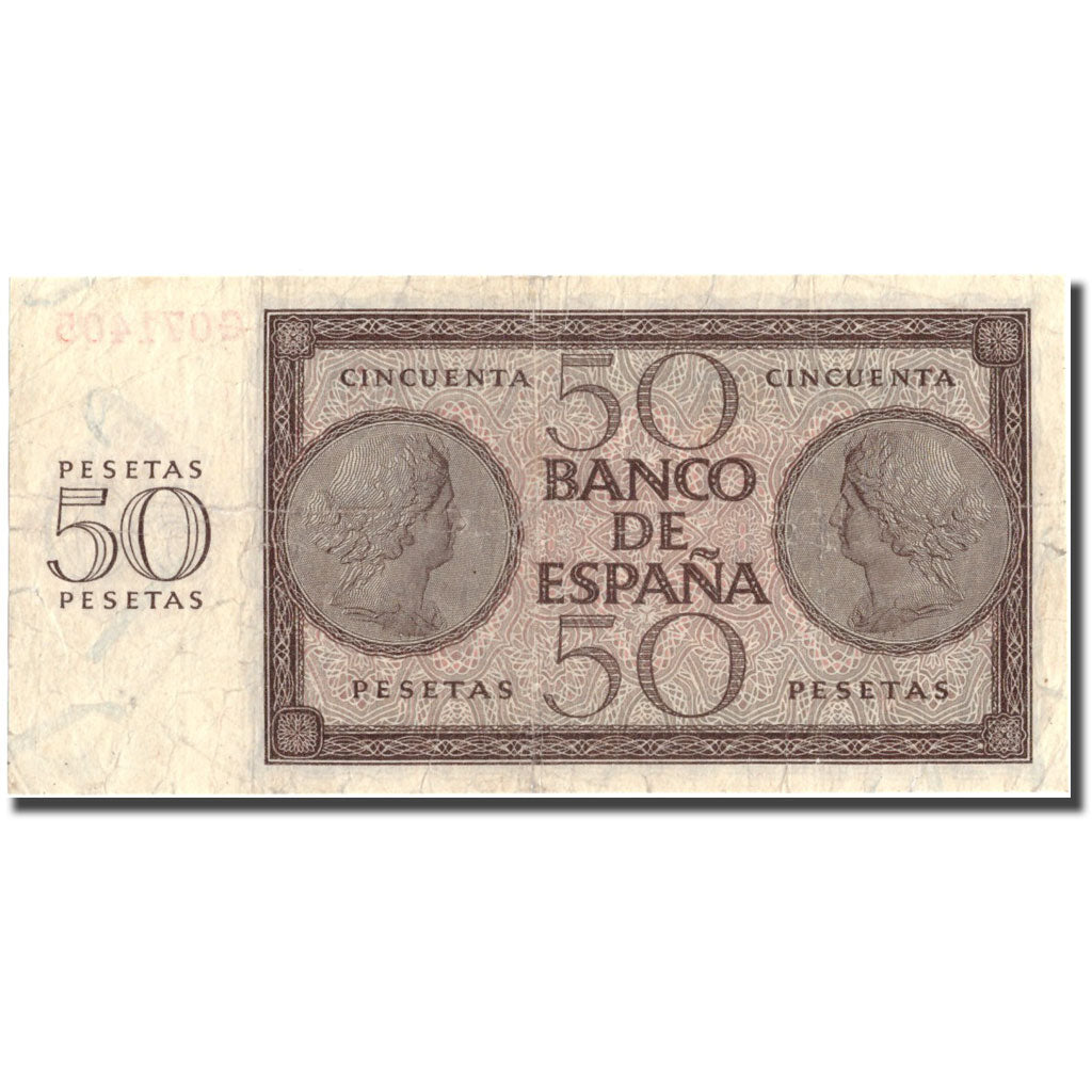 Banconote, Spagna, 50 Pesetas, 1936, 1936-11-21, KM:100a, MB