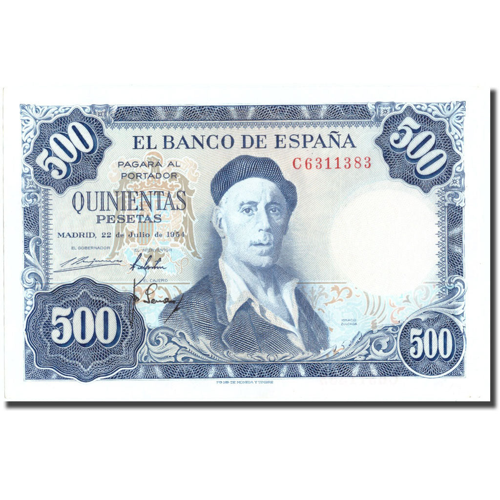 Banknote, Spain, 500 Pesetas, 1954, 1954-07-22, KM:148a, UNC(64)