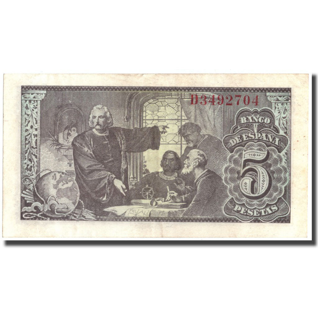 Banknot, Hiszpania, 5 Pesetas, 1943, 1943-02-13, KM:127a, UNC(64)