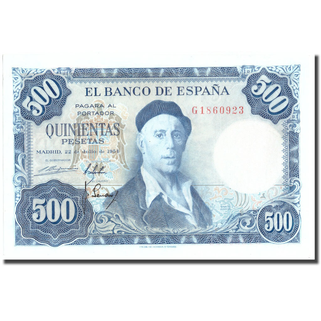 Banknot, Hiszpania, 500 Pesetas, 1954, 1954-07-22, KM:148a, UNC(64)