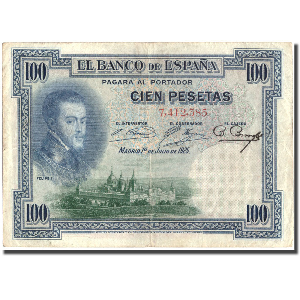 Banknote, Spain, 100 Pesetas, 1925, 1925-07-01, KM:69a, VF(30-35)