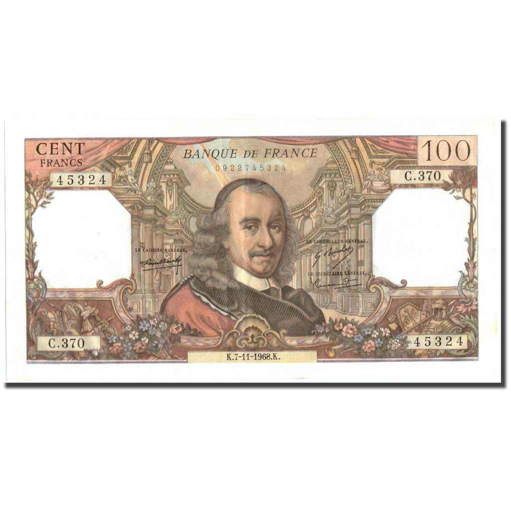 Francja, 100 Francs, Corneille, 1968, 1968-11-07, AU(55-58), Fayette:65.24