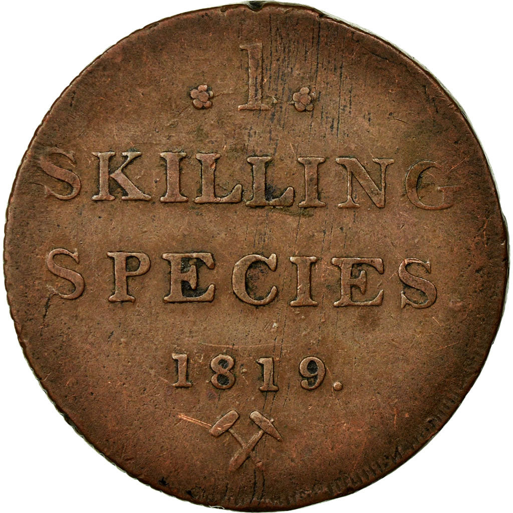 Noruega, Carl XIV Johan, Skilling, 1819, Cobre, EF(40-45)