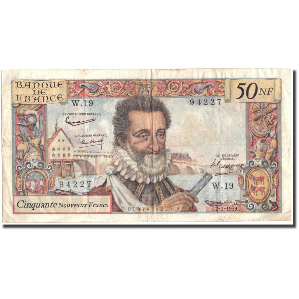 Francia, 50 Nouveaux Francs, 50 NF 1959-1961 ''Henri IV'', 1959, 1959-07-02
