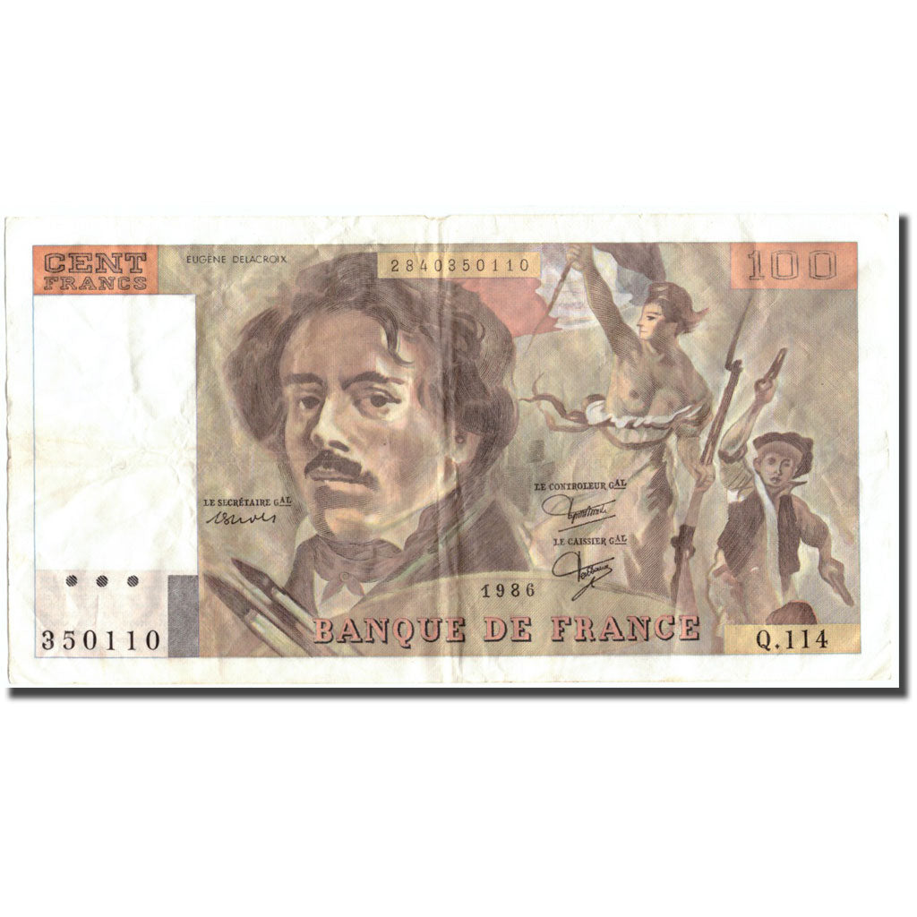 Frankrijk, 100 Francs, 100 F 1978-1995 ''Delacroix'', 1986, 1986, TB+