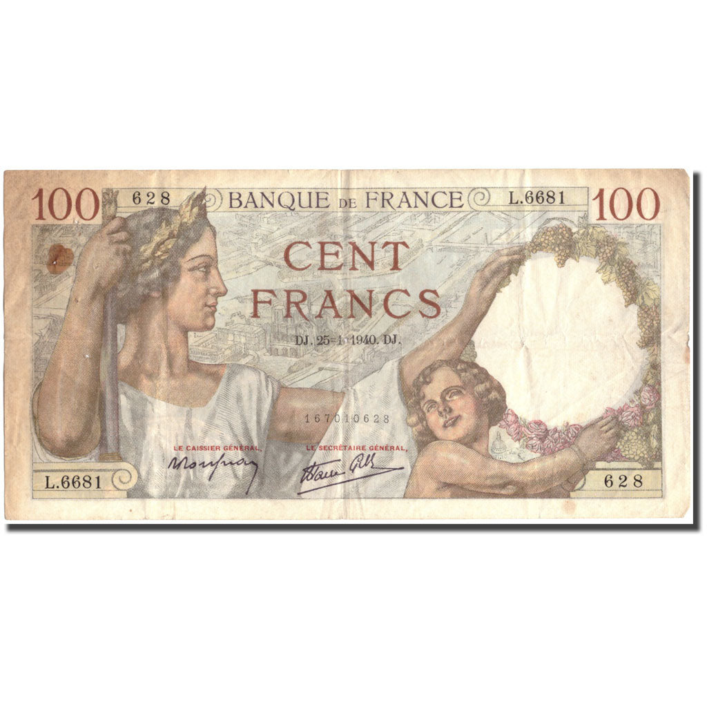 France, 100 Francs, 100 F 1939-1942 ''Sully'', 1940, 1940-01-25, VF(20-25)