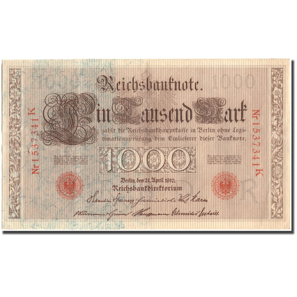 Banknot, Niemcy, 1000 Mark, 1910, 1910-04-21, KM:44b, EF(40-45)