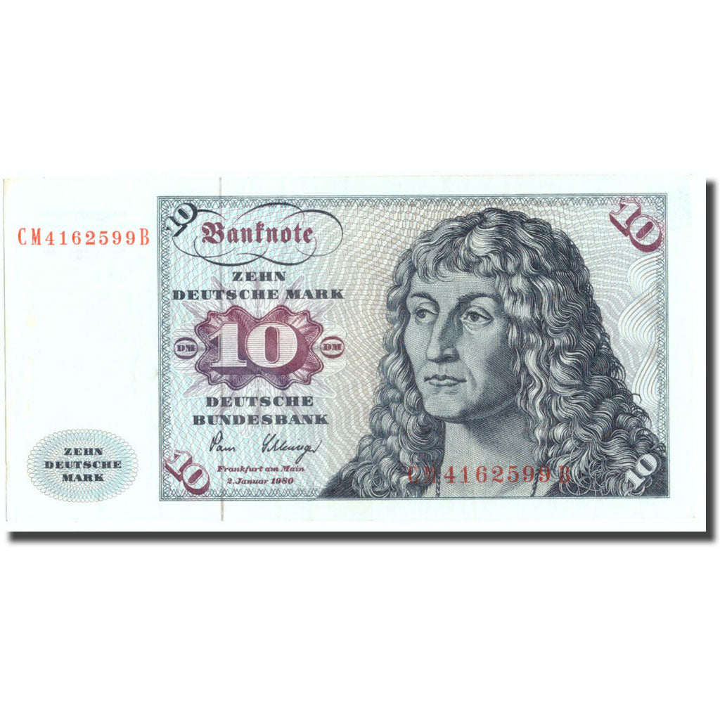 Banknot, Niemcy - RFN, 10 Deutsche Mark, 1980, 1980-01-02, KM:31d, AU(50-53)