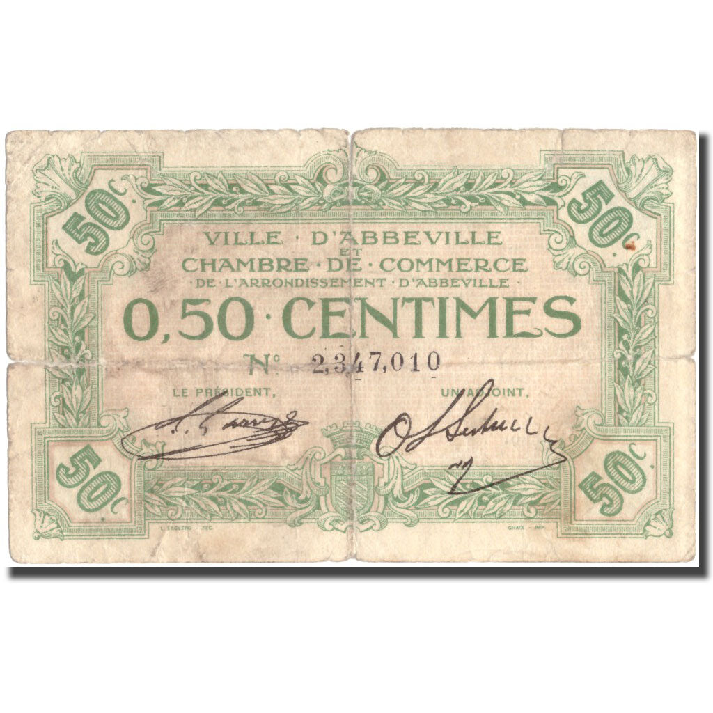 Frankrijk, Abbeville, 50 Centimes, 1920, B, Pirot:1-1