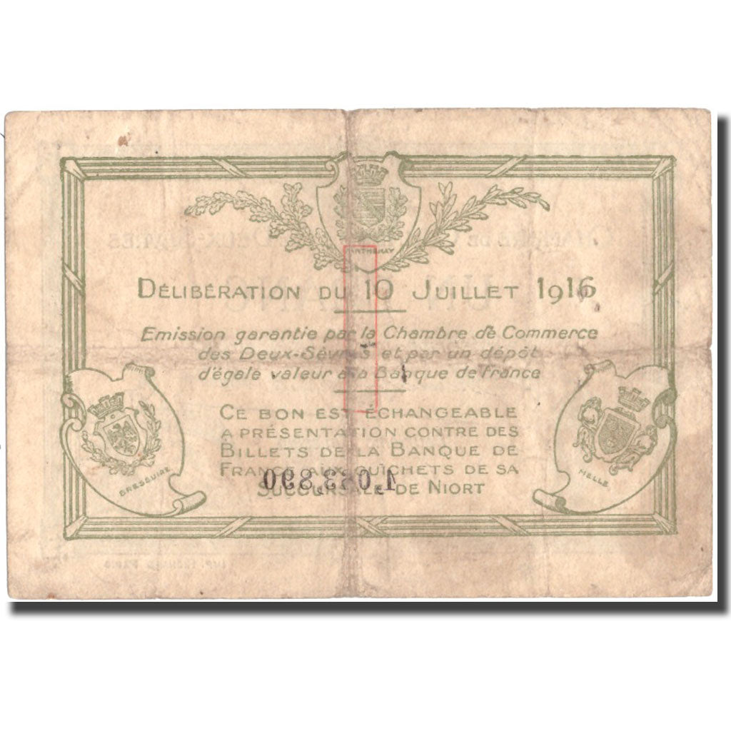 Francia, Deux-Sèvres, 1 Franc, 1916, MB+, Pirot:93-8