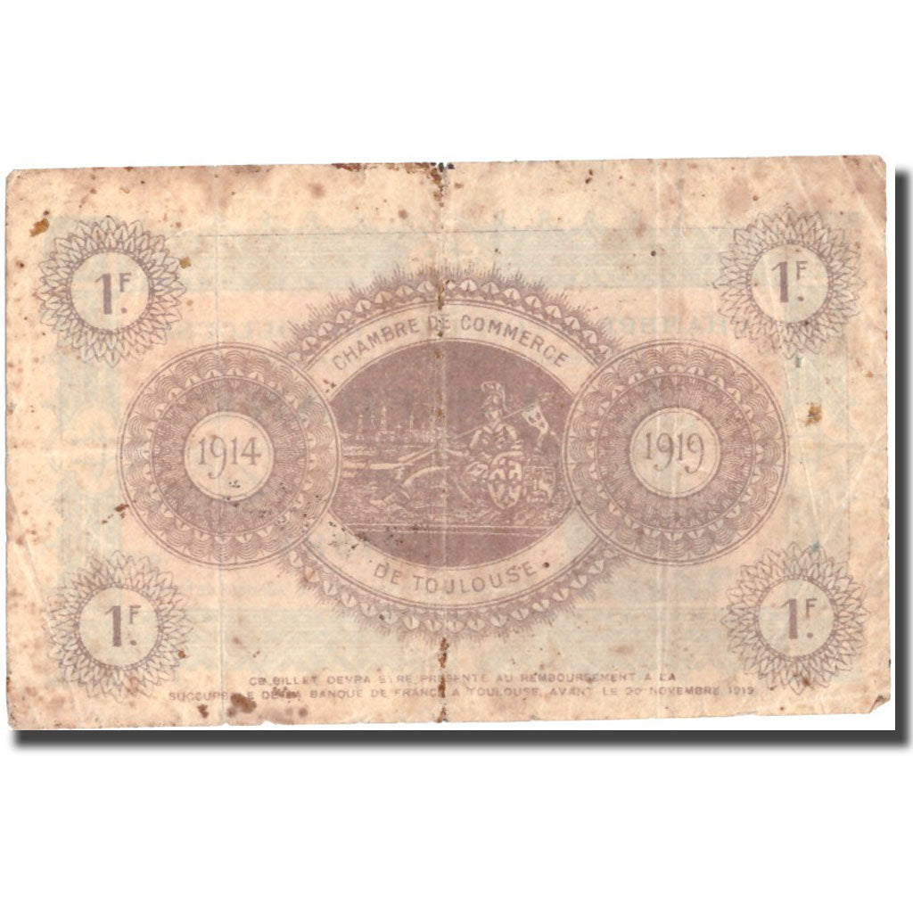France, Toulouse, 1 Franc, 1914, VF(20-25), Pirot:122-20