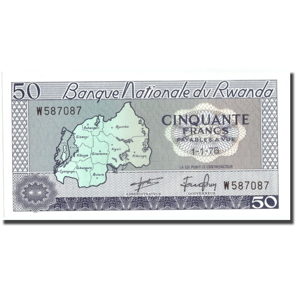 Banknote, Rwanda, 50 Francs, 1976, 1976-01-01, KM:7c, UNC(65-70)
